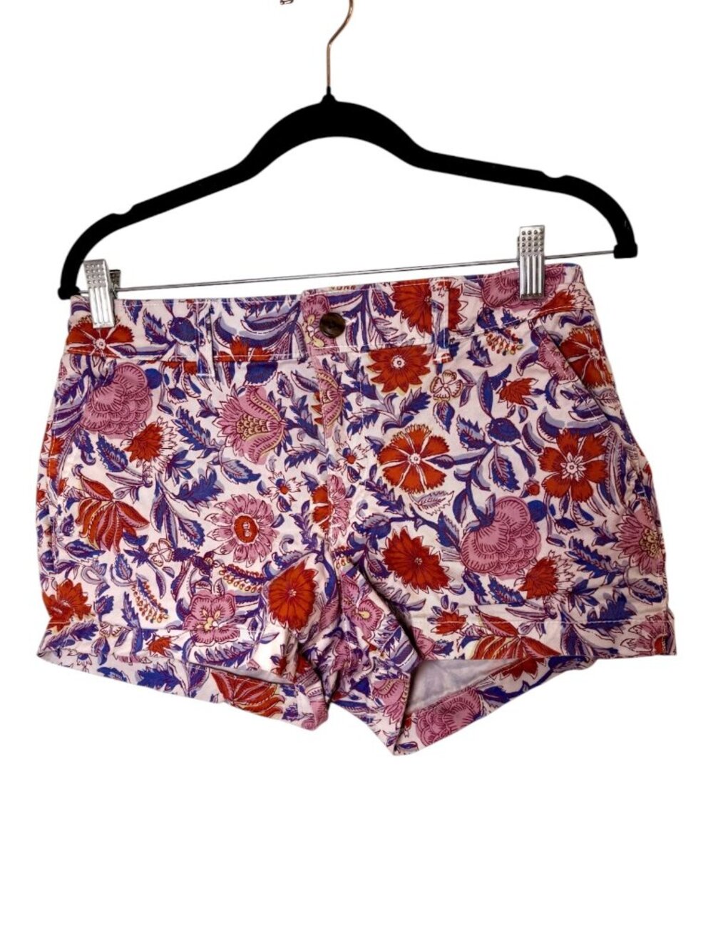Gap Floral Print 3" Shorts Pink Blue Orange Cotton Stretch Size 2 - Picture 2 of 7